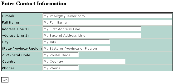 Enter Contact Information page with WebShop.Abstract.Contact fields