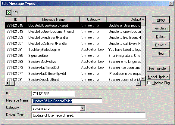 Edit Message Types Window