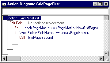 GridPageFirst function action diagram