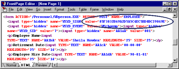 Signature in generated HTML code